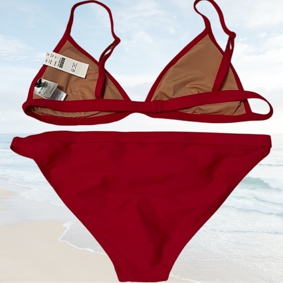 J. Crew size L bikini. Ribbed, Wild Hibiscus. NWT - Picture 2 of 6